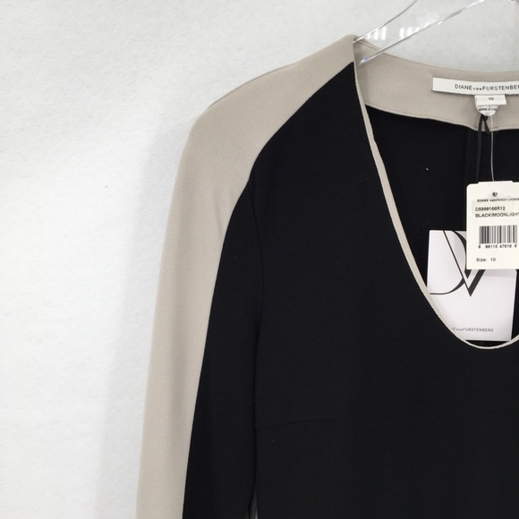 DVF Diane von Furstenberg Elektra Black Moonlight gray jersey dress new 10 - Picture 2 of 5